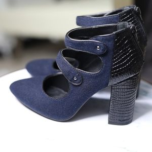 Gianni Bini Mary Jane Block Heels Blk/Blu